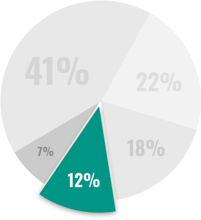 pie chart with 1 green 12% poart